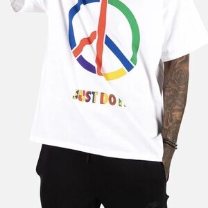 Nike White Tee with Multicolor Peace Sign